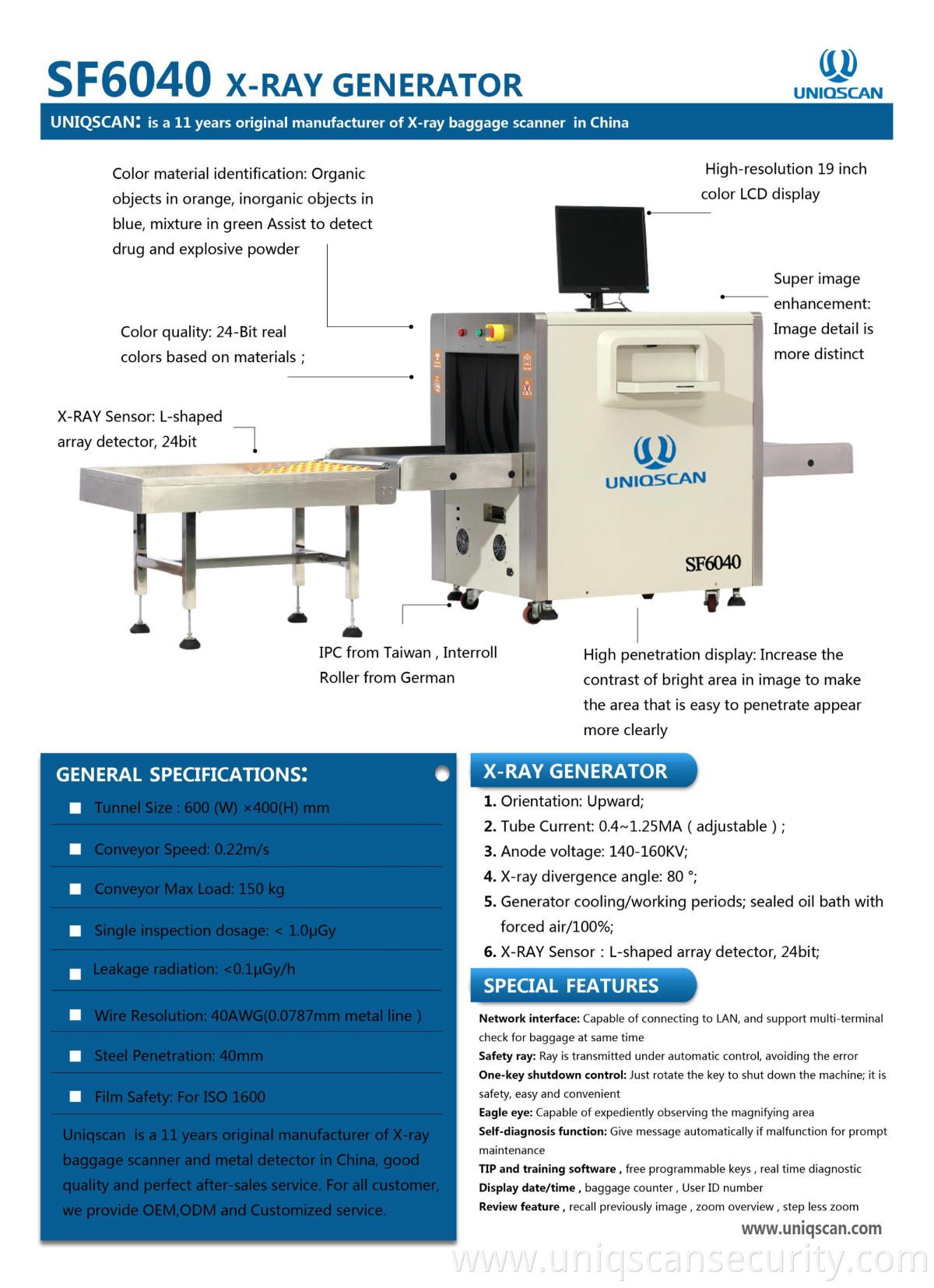 Airport X ray luggage machine multi energy color X-ray baggage scanner with wholesale factory price